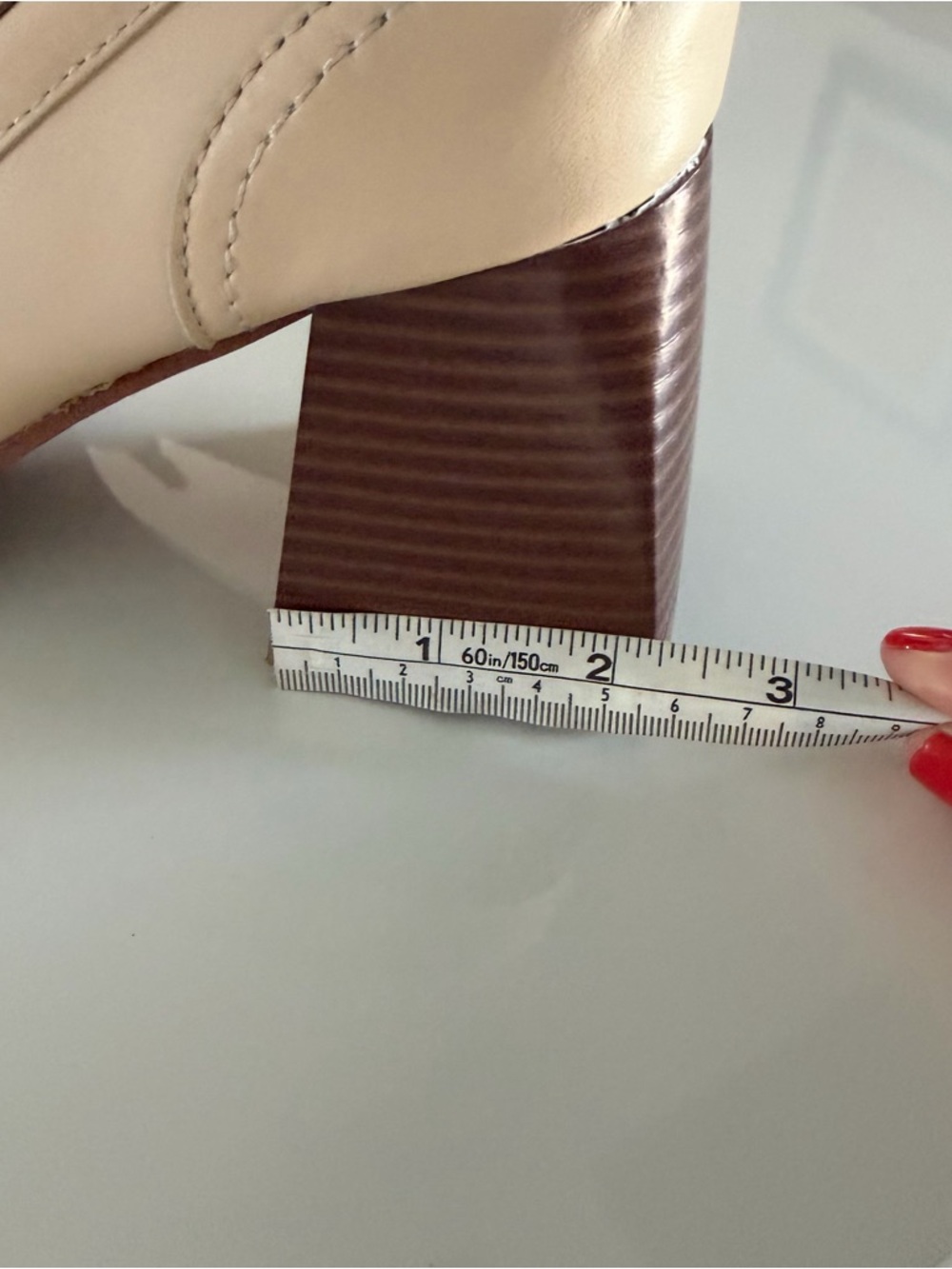 NWOT Sam Edelman Cream and Brown Leather Block Heel Loafers with Gold Chain - Picture 5 of 16